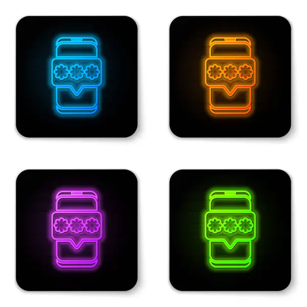 Ragyogó Neon Mobil Jelszóvédelem Ikon Elszigetelt Fehér Alapon Biztonság Biztonság — Stock Vector