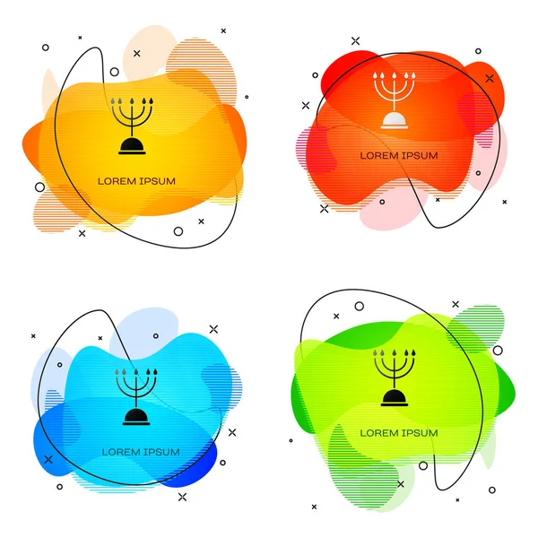 Icône Menorah Hanoukka Noire Isolée Sur Fond Blanc Symbole Traditionnel — Image vectorielle