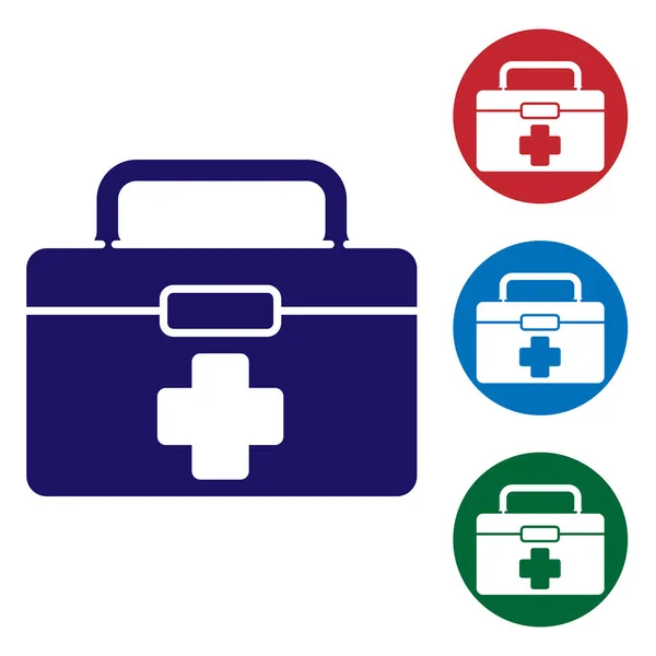 Μπλε Κουτί Πρώτων Βοηθειών Απομονωμένο Λευκό Φόντο Ιατρικό Κουτί Σταυρό — Διανυσματικό Αρχείο
