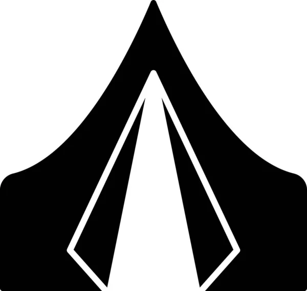 Černá Turistická Ikona Stanu Izolovaná Bílém Pozadí Symbol Táboření Vektorová — Stockový vektor