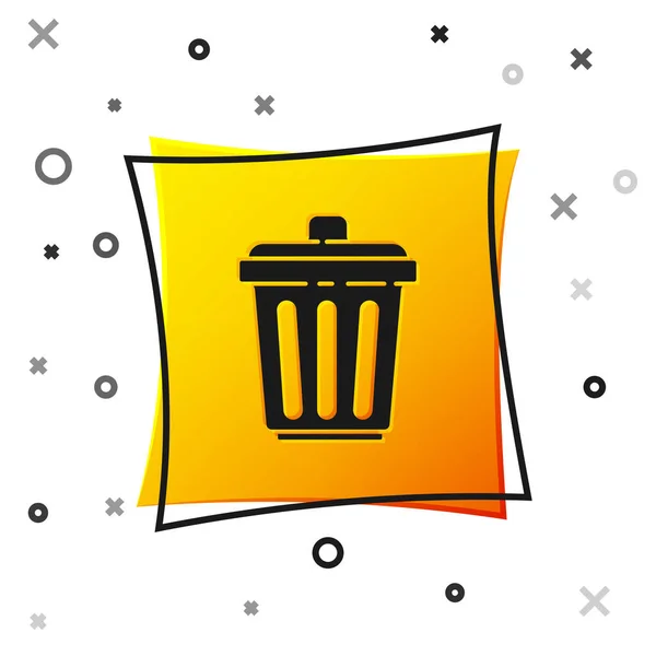 Black Trash Can Icon Isolated White Background Garbage Bin Sign — Stock Vector