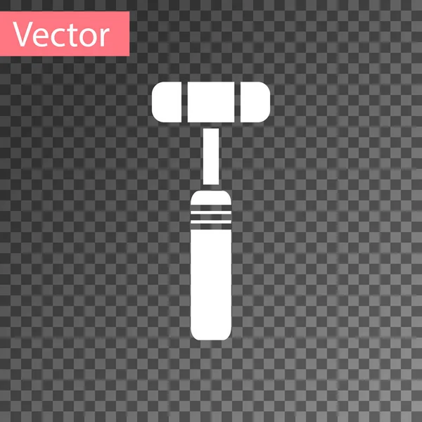 White Neurology Reflex Hammer Icon Isolated Transparent Background Vector Illustration — Stock Vector