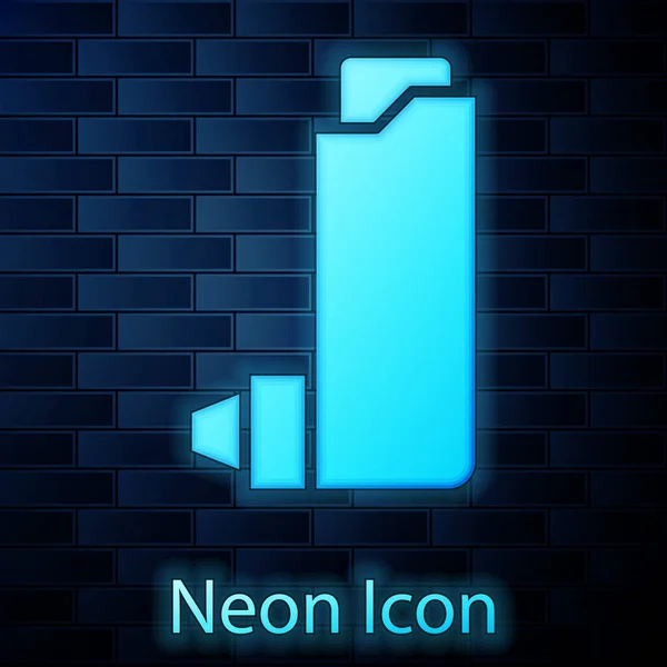 Leuchtende Neon Inhalator Symbol Isoliert Auf Backsteinwand Hintergrund Atemluft Gegen — Stockvektor