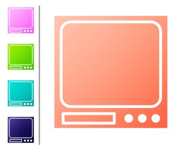 Mercan Elektronik ölçekli simge beyaz arka planda izole edildi. Ağırlık ölçüm aletleri. Renk simgelerini ayarla. Vektör İllüstrasyonu