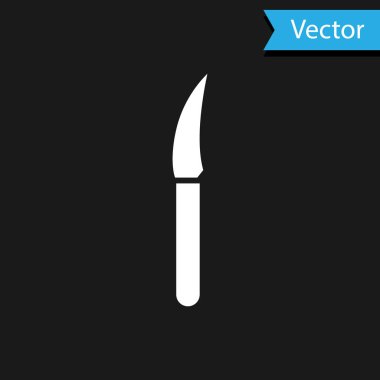 Siyah arka planda izole beyaz bıçak simgesi. Çatal bıçak sembolü. Vektör Illustration