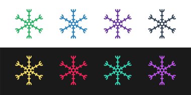 Kar Tanesi simgesini siyah ve beyaz arkaplanda izole et. Vektör İllüstrasyonu