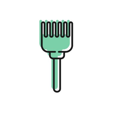 Beyaz arkaplanda siyah çizgi saç fırçası simgesi izole edildi. Taraklı saç işareti. Berber sembolü. Vektör İllüstrasyonu