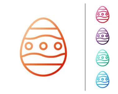 Kırmızı çizgi Paskalya yumurtası ikonu beyaz arka planda izole edilmiş. Mutlu Paskalyalar. Renk simgelerini ayarla. Vektör İllüstrasyonu