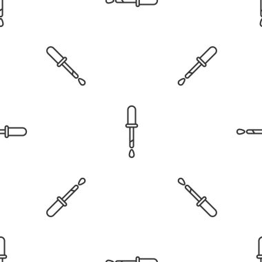 Gri çizgili Pipette ikonu beyaz arka planda izole edilmiş kusursuz desen. Tıbbi elementler, kimya laboratuarı ekipmanları. Damlalı boru. Tıp sembolü. Vektör İllüstrasyonu