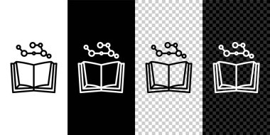 Satır Açık kitap simgesini siyah ve beyaz arkaplanda izole et. Vektör İllüstrasyonu