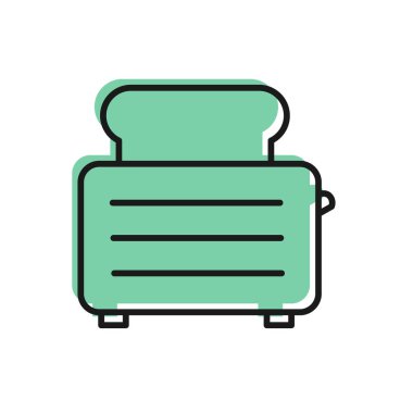 Siyah çizgili tost makinesi beyaz arkaplanda izole edilmiş tost simgesi. Vektör İllüstrasyonu