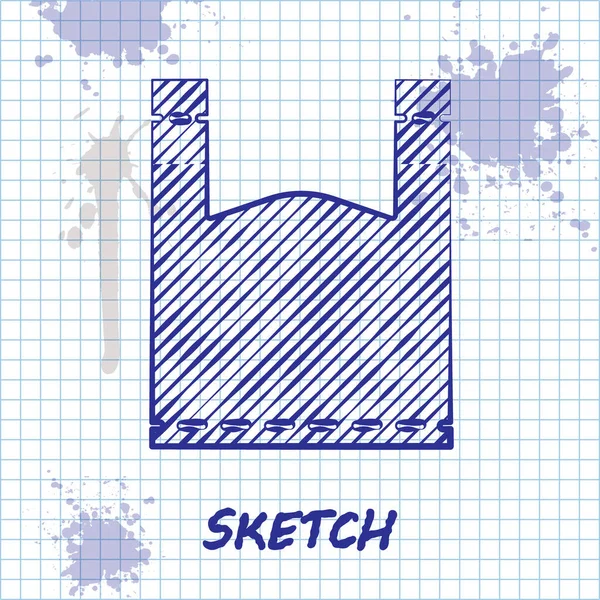 Sketch Line Ícone Saco Plástico Isolado Fundo Branco Placa Descartável — Vetor de Stock