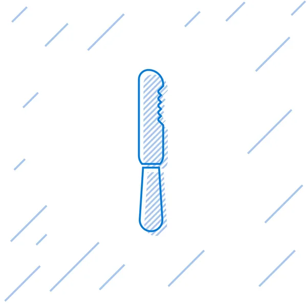 Mavi Çizgi Tek Kullanımlık Plastik Bıçak Ikonu Beyaz Arka Planda — Stok Vektör