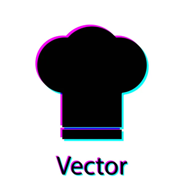 Chef Negro Sombrero Icono Aislado Sobre Fondo Blanco Símbolo Cocina — Vector de stock