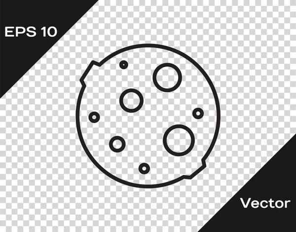 Icône Lune Ligne Noire Isolée Sur Fond Transparent Illustration Vectorielle — Image vectorielle