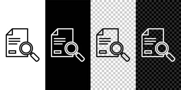 Установить Строку Document Иконкой Поиска Выделенной Черно Белом Фоне Файл — стоковый вектор
