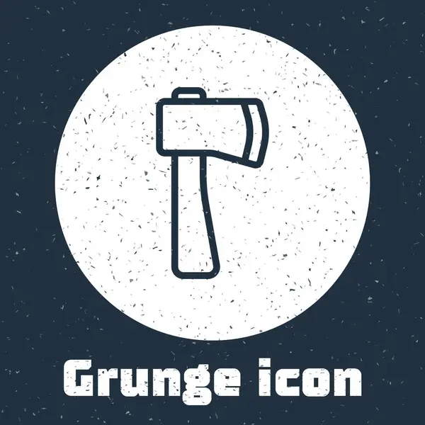 Línea Grunge Icono Hacha Madera Aislado Sobre Fondo Gris Hacha — Vector de stock