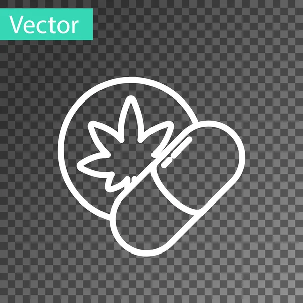 Ligne Blanche Icône Comprimés Ecstasy Base Plantes Isolé Sur Fond — Image vectorielle