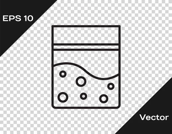 Línea Negra Bolsa Plástico Cannabis Medicinal Aislado Sobre Fondo Transparente — Vector de stock