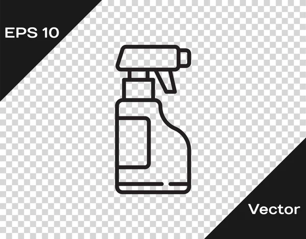 Línea Negra Botella Pulverizadora Limpieza Con Detergente Icono Líquido Aislado — Vector de stock