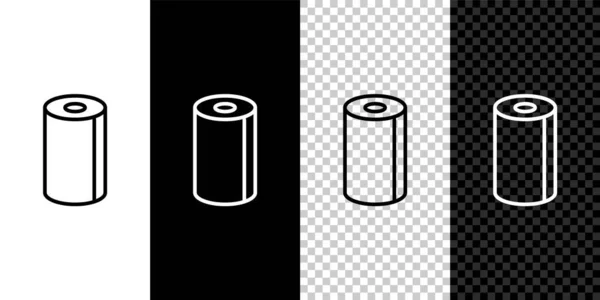 Set Line Papierhandtuchrollen Symbol Isoliert Auf Schwarzem Und Weißem Hintergrund — Stockvektor