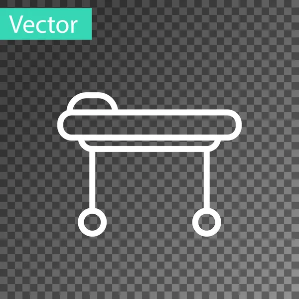 Иконка Носилки Белого Цвета Изолирована Прозрачном Фоне Больничные Медицинские Носилки — стоковый вектор