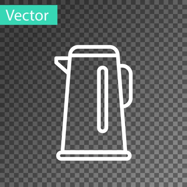 Weiße Linie Wasserkocher Mit Griff Symbol Isoliert Auf Transparentem Hintergrund — Stockvektor