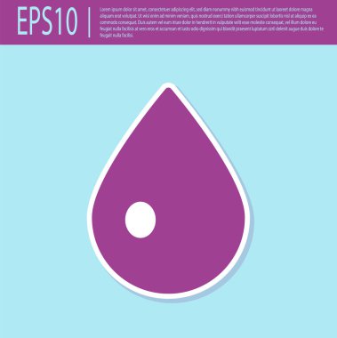 Retro mor su damlası simgesi turkuaz arka planda izole edildi. Vektör İllüstrasyonu