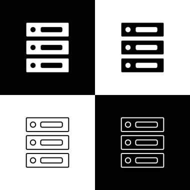 Sunucu, Data, Web sunucu simgesini siyah ve beyaz arkaplanda izole edin. Vektör İllüstrasyonu