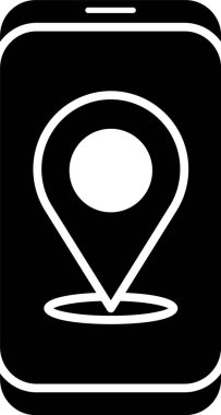 Şehir haritası yön bulma simgesinin siyah bilgileri beyaz arkaplanda izole edildi. Mobil Uygulama Arayüzü tasarımı. Coğrafi konsept. Vektör İllüstrasyonu