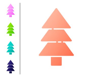 Mercan Ağacı simgesi beyaz arkaplanda izole edilmiş. Orman sembolü. Renk simgelerini ayarla. Vektör İllüstrasyonu