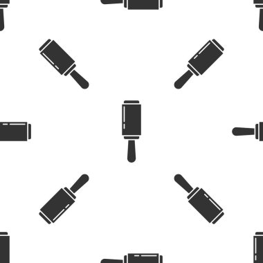 Temizlik ikonu için gri yapışkan silindir beyaz arka planda izole edilmiş pürüzsüz desen. Enkazdan, tozdan, saçtan, tüyden, evcil yünden kurtuluyorum. Vektör İllüstrasyonu