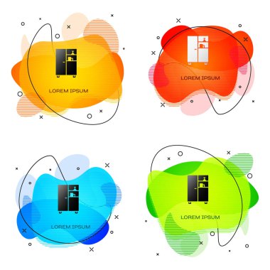 Siyah İlaç dolabı simgesi beyaz arkaplanda izole edilmiş. Sıvı şekilli soyut pankart. Vektör İllüstrasyonu