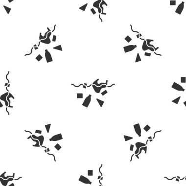 Grey The problem of pollution of the ocean icon isolated seamless pattern on white background. The garbage, plastic, bags on the sea.  Vector Illustration