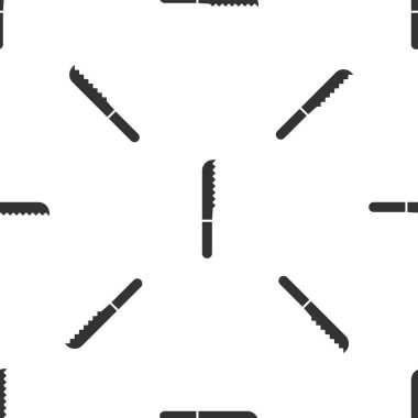 Grey Bread knife icon isolated seamless pattern on white background. Cutlery symbol.  Vector Illustration