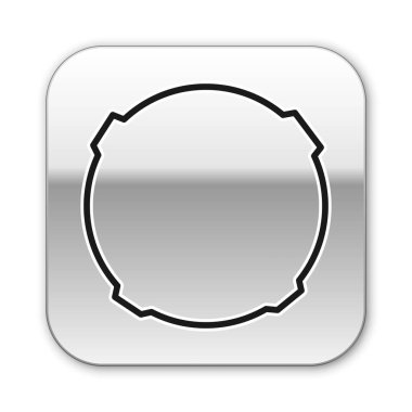 Beyaz arkaplanda siyah çizgi ay simgesi izole edildi. Gümüş kare düğme. Vektör İllüstrasyonu