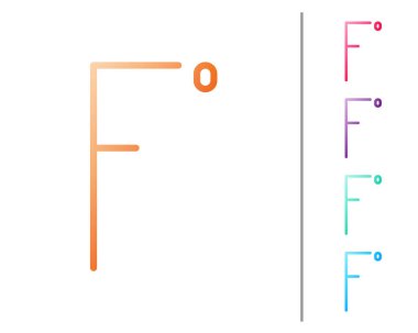 Kırmızı çizgi Fahrenheit simgesi beyaz arkaplanda izole edildi. Renk simgelerini ayarla. Vektör İllüstrasyonu