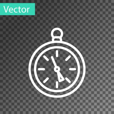 Beyaz çizgi pusula simgesi şeffaf arkaplanda izole edildi. Rüzgâr yön bulma sembolü. Rüzgar gül işareti. Vektör İllüstrasyonu