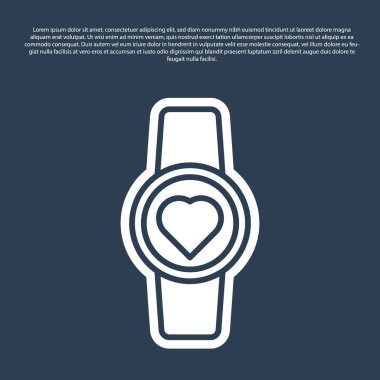 Mavi çizgi. Mavi arkaplanda kalp atış hızı simgesini gösteren akıllı saat. Fitness uygulaması konsepti. Vektör İllüstrasyonu