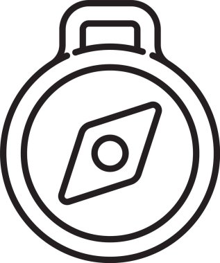 Siyah çizgi pusula simgesi beyaz arkaplanda izole edildi. Rüzgâr yön bulma sembolü. Rüzgar gül işareti. Vektör İllüstrasyonu