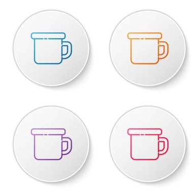 Renkli Kamp Metal sabıka simgesi beyaz arka planda izole edildi. Simgeleri daire düğmelerine ayır. Vektör İllüstrasyonu