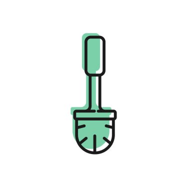 Siyah çizgi tuvalet fırçası simgesi beyaz arkaplanda izole edildi. Vektör İllüstrasyonu