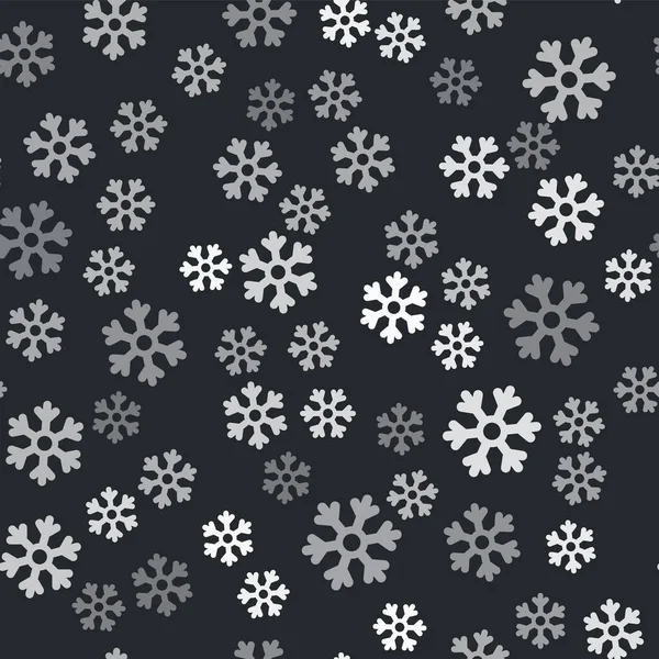Graue Schneeflocke Symbol Isoliert Nahtlose Muster Auf Schwarzem Hintergrund Vektorillustration — Stockvektor