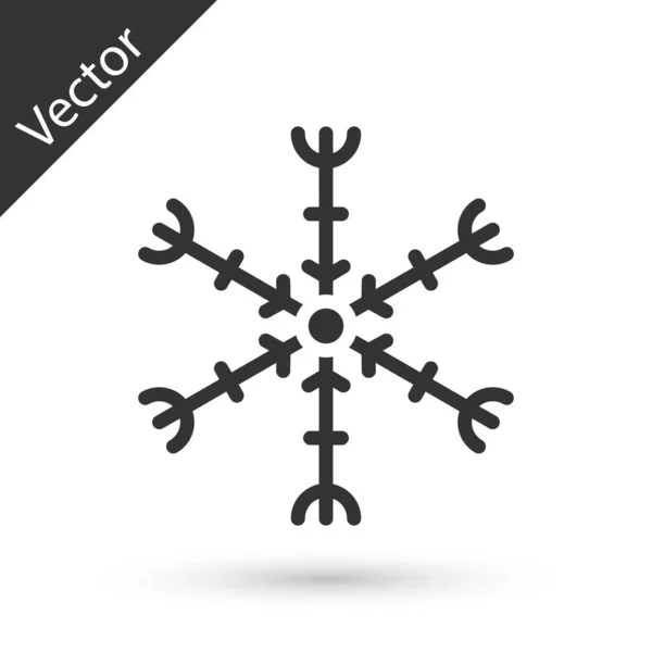 Grijze Sneeuwvlok Pictogram Geïsoleerd Witte Achtergrond Vector Illustratie — Stockvector