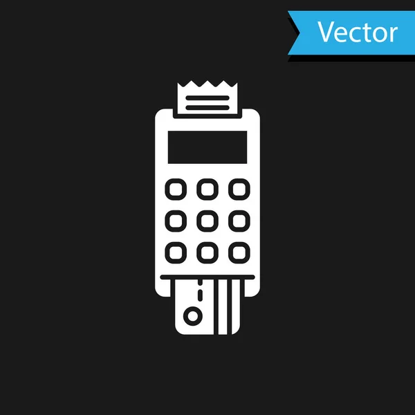 Terminal Punto Venta Blanco Con Tarjeta Crédito Insertada Icono Receptor — Vector de stock