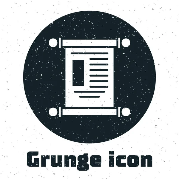 Grunge Decree Paper Parchment Scroll Icon Icon Isolated White Background — Stock Vector