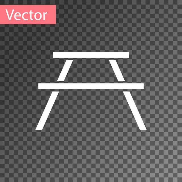 White Picnic Table Benches Either Side Table Icon Isolated Transparent — Stock Vector