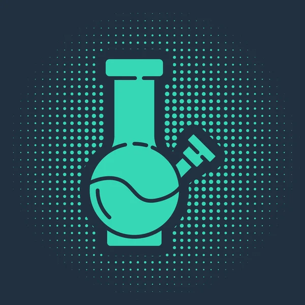 Green Glass Bong Smoking Marijuana Cannabis Icon Isolated Blue Background — Stock Vector