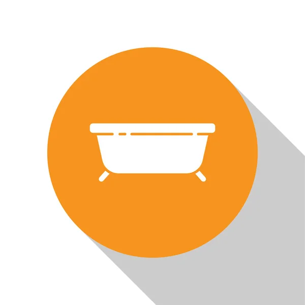 Weiße Badewanne Symbol Isoliert Auf Weißem Hintergrund Orangefarbener Kreis Vektorillustration — Stockvektor