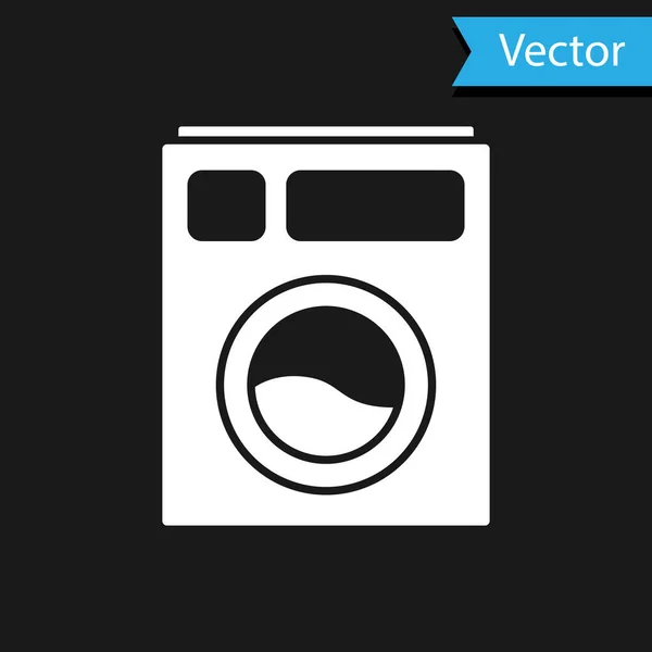 Ícone White Washer Isolado Fundo Preto Ícone Máquina Lavar Máquina — Vetor de Stock